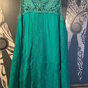 Francesca’s Green Lace Overlay Dress